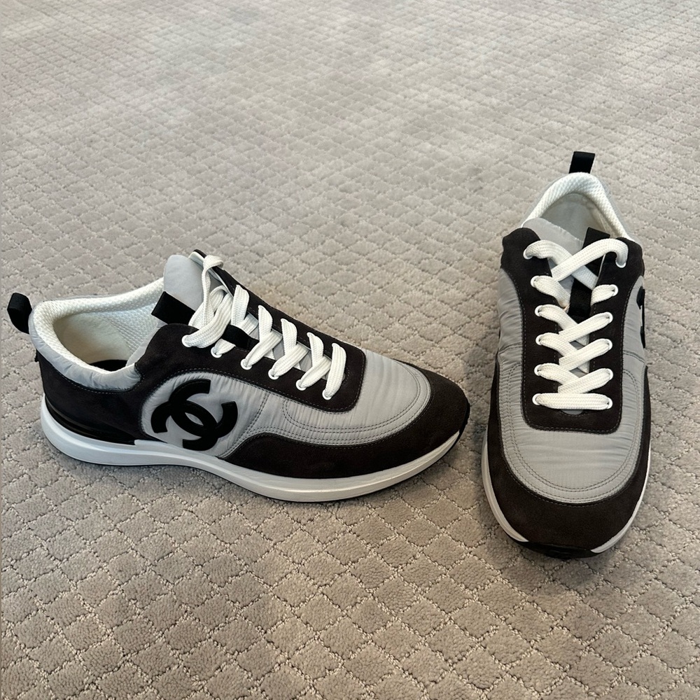 Chanel Nylon Suede Calfskin CC Sneakers - Men’s Size 45 (US 12)